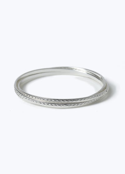 Muse Silver Textured Russian Bangle