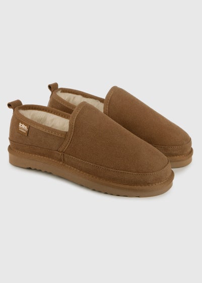 Totes Isotoner Tan Real Suede Full Back Slipper