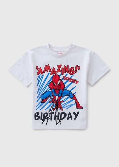 Spiderman White Birthday T-Shirt (1-7yrs)