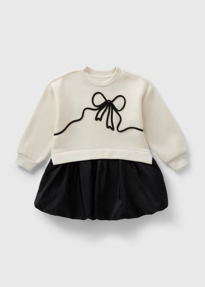 Girls Cream Bow Puffball Dress (1-7yrs)