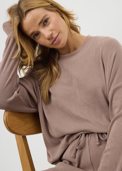 Brown Ribbed Loungewear