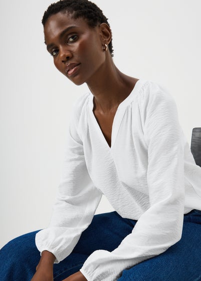 White Solid Popover Shirt