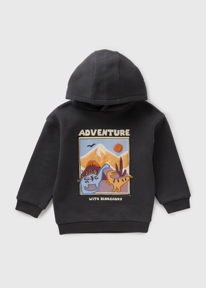 Boys Charcoal Adventure Dino Hoodie (1-7yrs)