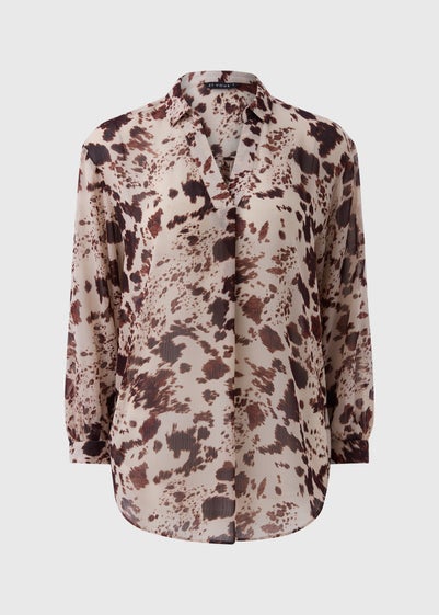 Et Vous Brown Animal Print V-Neck Blouse
