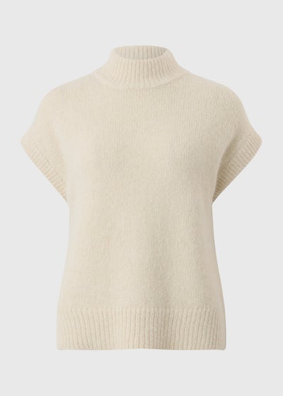 Cream Knitted High Neck Vest