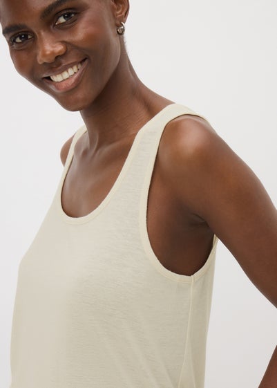 Cream Linen Blend Vest Top