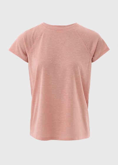 Pink Linen Blend Raglan T-Shirt