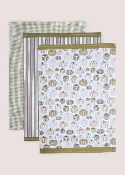 3 Pack Green Pumpkin Tea Towels
