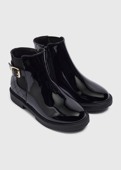 Girls Black Quilted Chelsea Boots (Younger 10-Older 5)