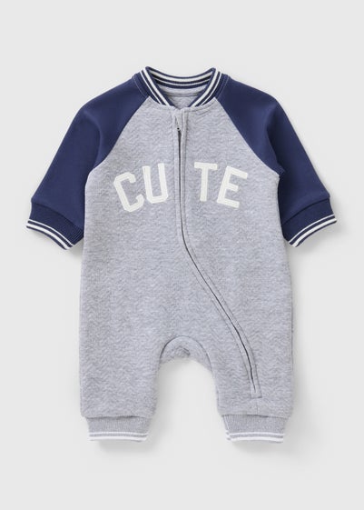 Baby Grey Cute Baseball Romper (Newborn-23mths)