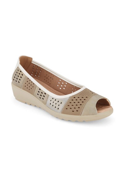 Cotton Traders Gold Flexisole Patchwork Peep Toe Shoes