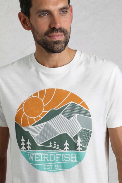 Weird Fish Cream Foothills Front Print T-Shirt