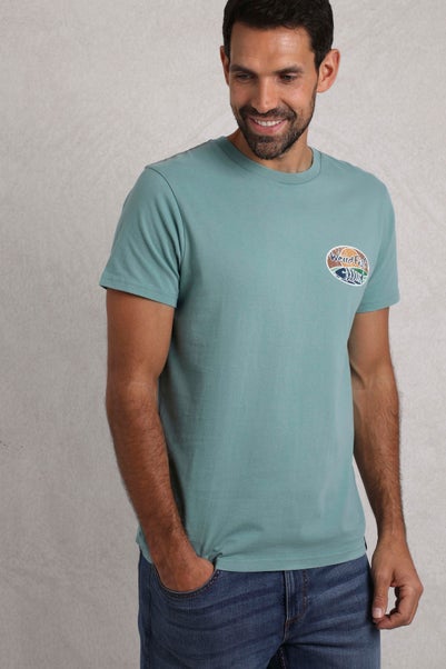 Weird Fish Blue Land & Sea Back Print Graphic T-Shirt