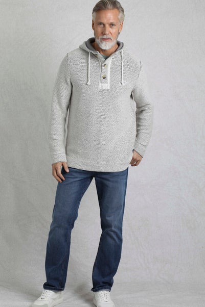 Weird Fish Cream Bakersfield Button Neck Macaroni Hoodie