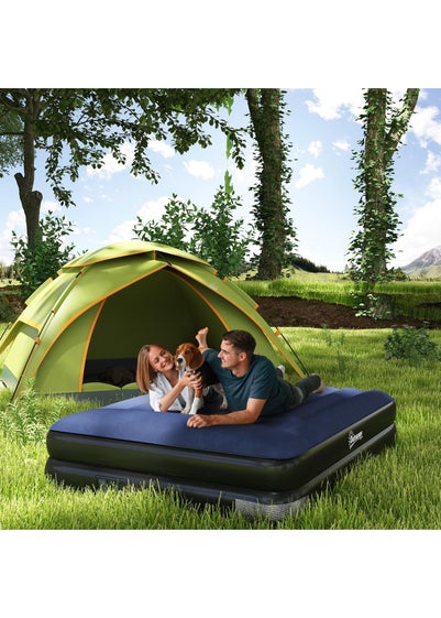 Outsunny King Inflatable Mattress with Electric Pump & Integrated Pillow