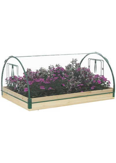 Outsunny Raised Garden Bed with Greenhouse Roll Up Windows