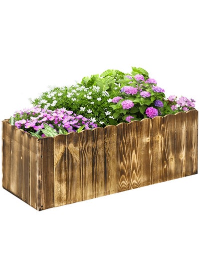 Outsunny Wooden Rectangle Garden Flower Raised Bed Pot