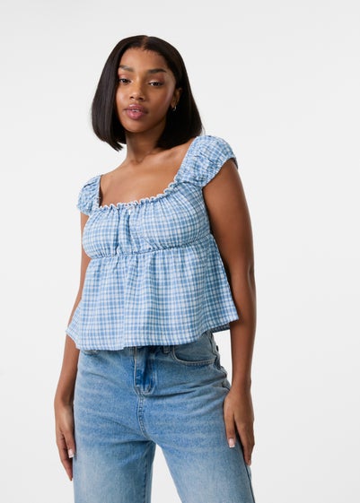 Pink Vanilla Blue Milkmaid Crop Top
