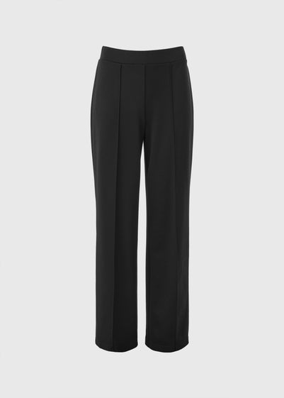 Black Pull On Regular Fit Wide Leg Trousers