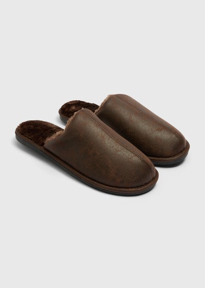 Brown Fluffy Mules