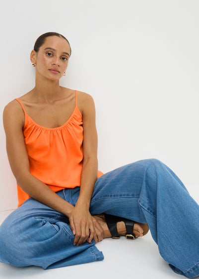 Orange Solid Cami Blouse