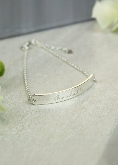 Personalised Memento Company Name Only Tone Bar Bracelet