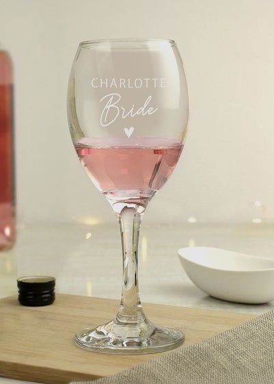 Personalised Memento Company Bride Clear Wine Glass