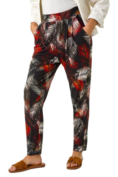 Roman Rust Leaf Print Harem Trouser