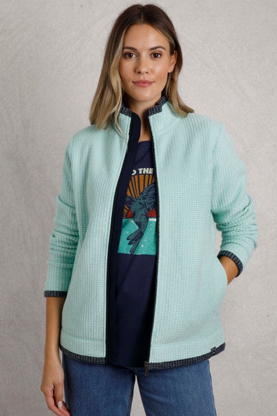 Weird Fish Aqua Ariana Full Zip Grid Fleece