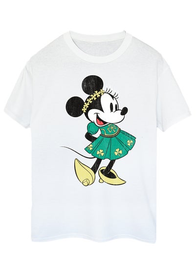 Disney Minnie Mouse St Patrick's Day Costume White Boyfriend Fit T-Shirt