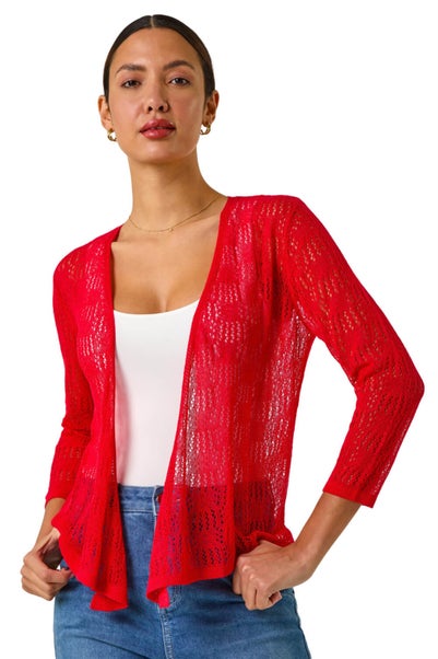 Roman Red Textured Light Knit Shrug