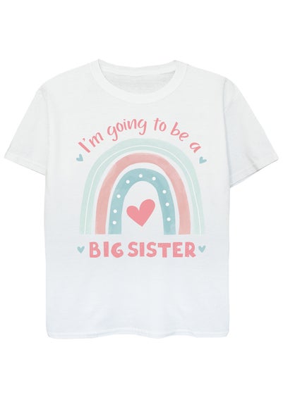 Brands In Big Sister Rainbow Girls White Graphic T-Shirt