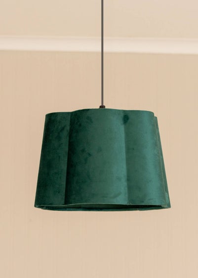 ValueLights Medium Amy Velvet Green Tapered Ceiling Pendant Shade