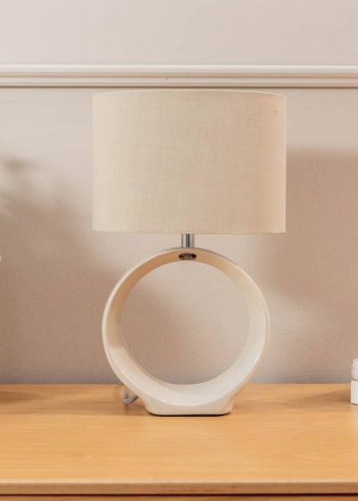 ValueLights Tia Pair of Matte Cream Table Lamp & E14 Candle
