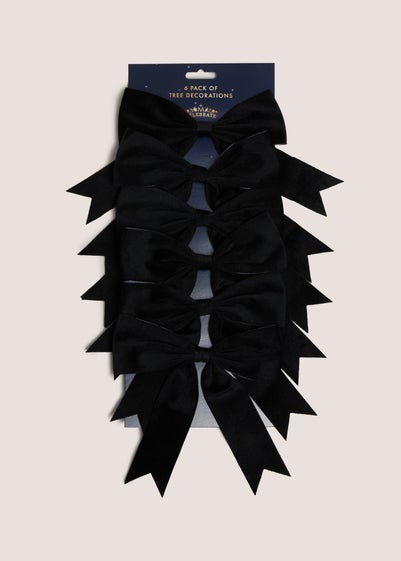 6 Pack Black Bow Decorations