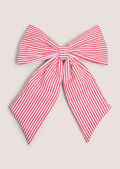 Red Stripe Large Bow Decoration