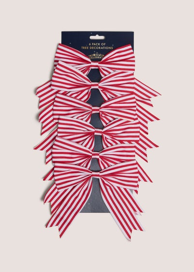 6 Pack Red Stripe Bow