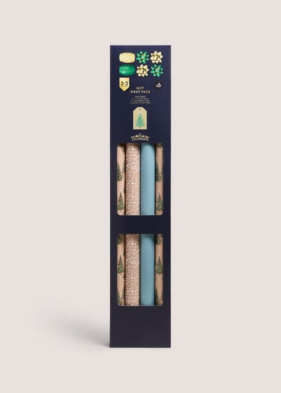 4 Pack Neutral Kraft Christmas Trees Gift Wrap Set