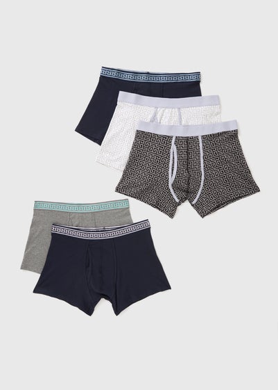 3 Pack Multicolour Metallic Geo Printed Boxers