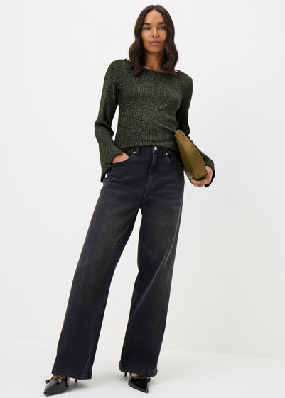 Black Long Sleeve Lurex Top