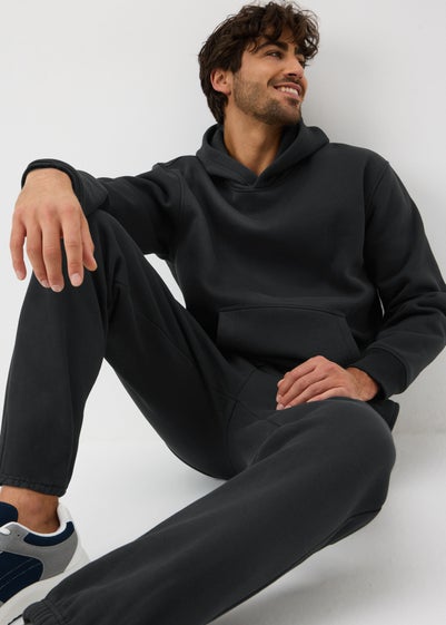Black Relaxed Pull on Hoodie