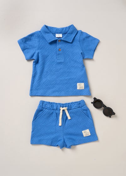 Lily & Jack Jacquard Jersey Polo Shirt Shorts & Sunglasses Outfit Set (2-4 yrs)