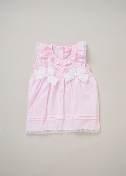 Rock a Bye Baby Soft Pink Dress Knickers & Bow Headband Outfit Set (9-24 mnths)