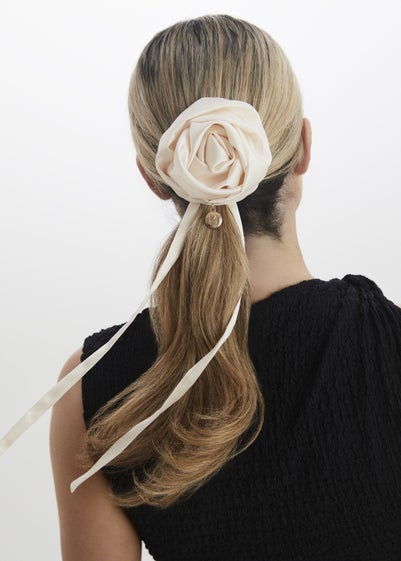 Madein Ivory Mina Rose Tie Scrunchie