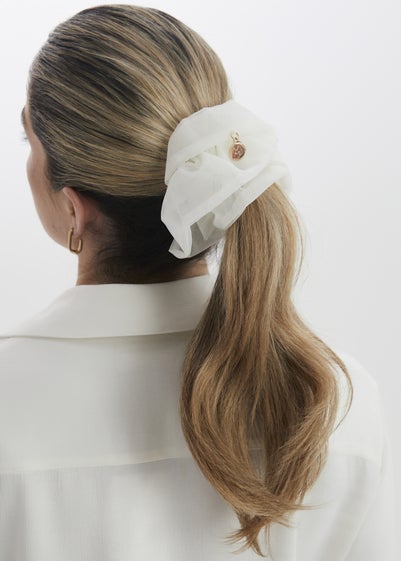 Madein White Ettie Organza Layered Scrunchie