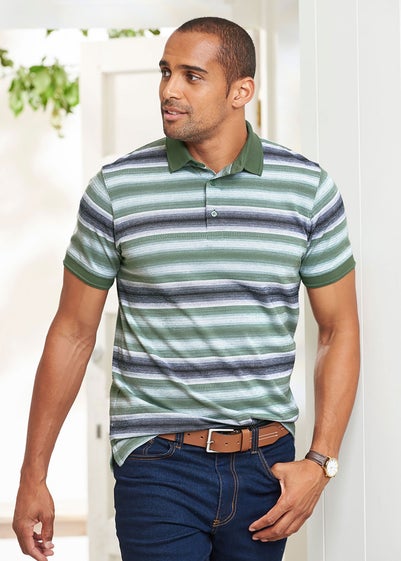 Cotton Traders Everglade Jacquard Stripe Polo Shirt