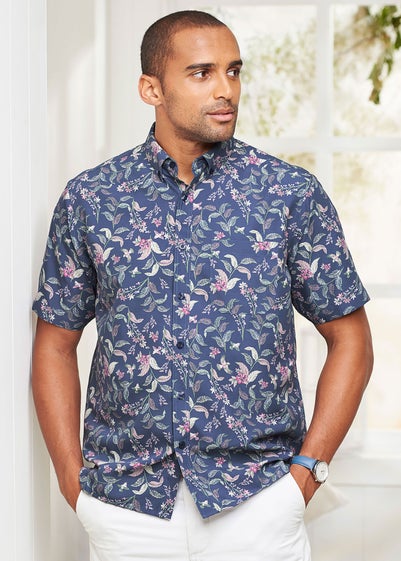 Cotton Traders Dark Sky Short Sleeve Easy-Iron Print Shirt