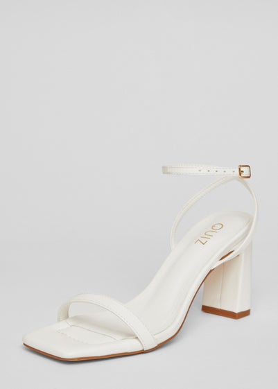 Quiz White Barely There Block Heels