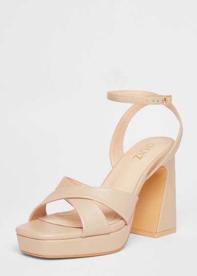 Quiz Natural Cross Strap Platform Heels