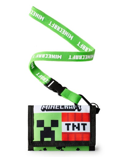 Minecraft Kids Green Creeper & TNT Strap Wallet